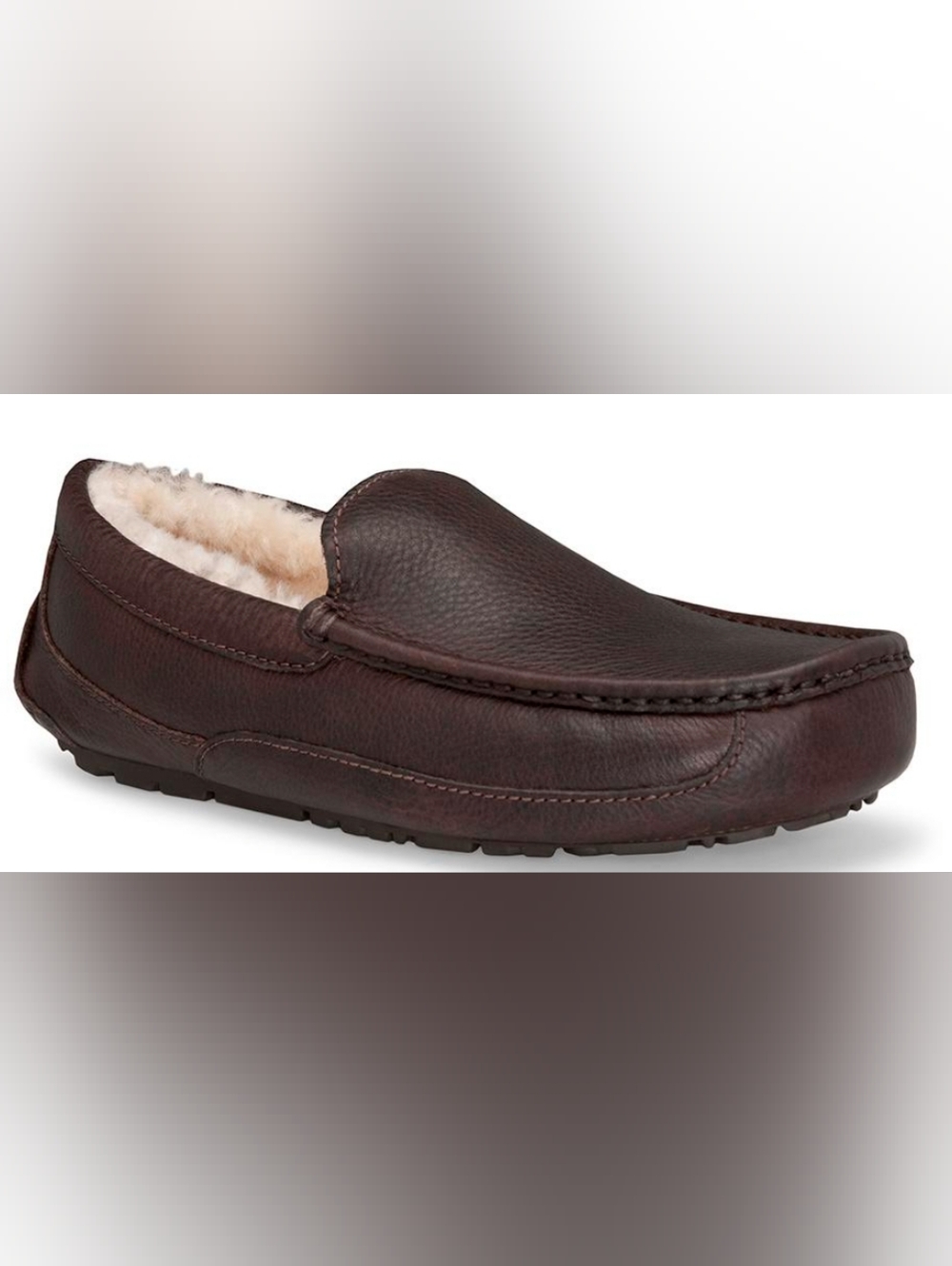 UGG Ascot Men's Dark Brown Leather Slippers Size 9 Used Exc